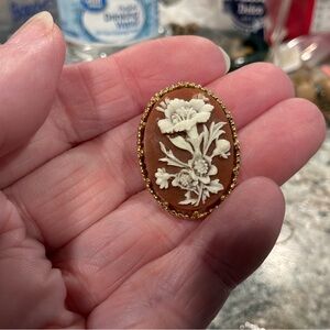 Trifari Vintage Floral Cameo Brooch